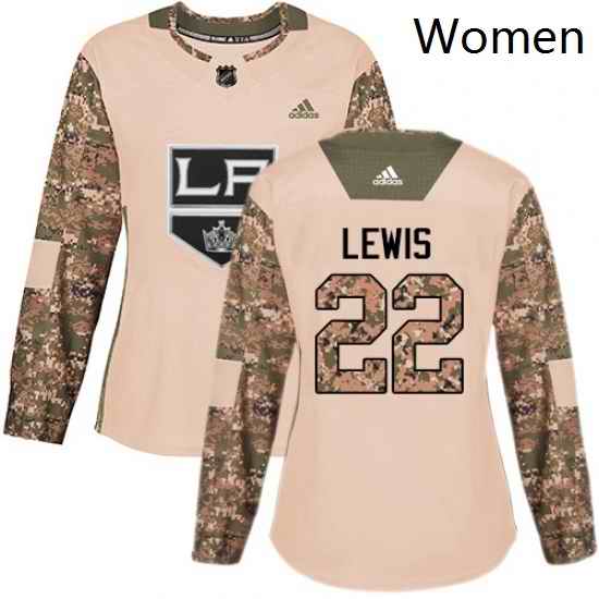 Womens Adidas Los Angeles Kings 22 Trevor Lewis Authentic Camo Veterans Day Practice NHL Jersey